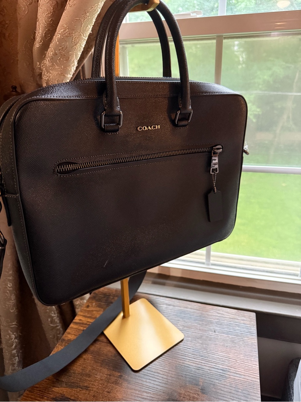 COACH  Black Leather Briefcase - Classic Business Bag